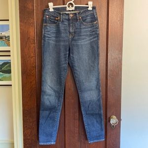 Madewell 9” high rise skinny, medium/dark wash, size 28
